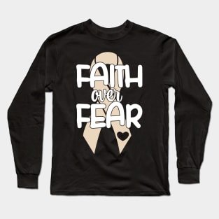 Faith over Fear Pearl Ribbon Lung Cancer Long Sleeve T-Shirt